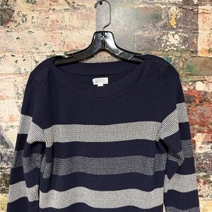 Preowned Market & Spruce Navy and Gray Striped Sweater